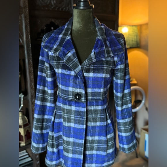 mac & jac blue and black flannel jacket size xs - Picture 2 of 9